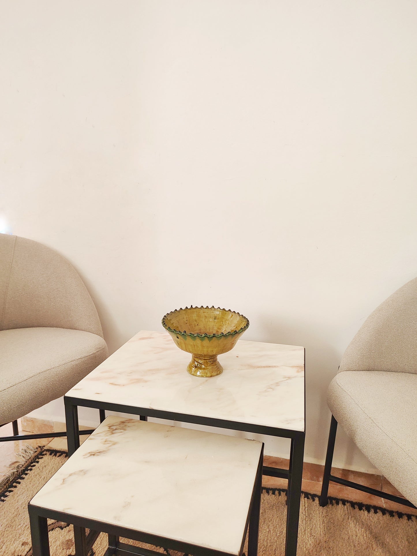 Handicrafted Yellowish Tamegroute Ceramic Bowl