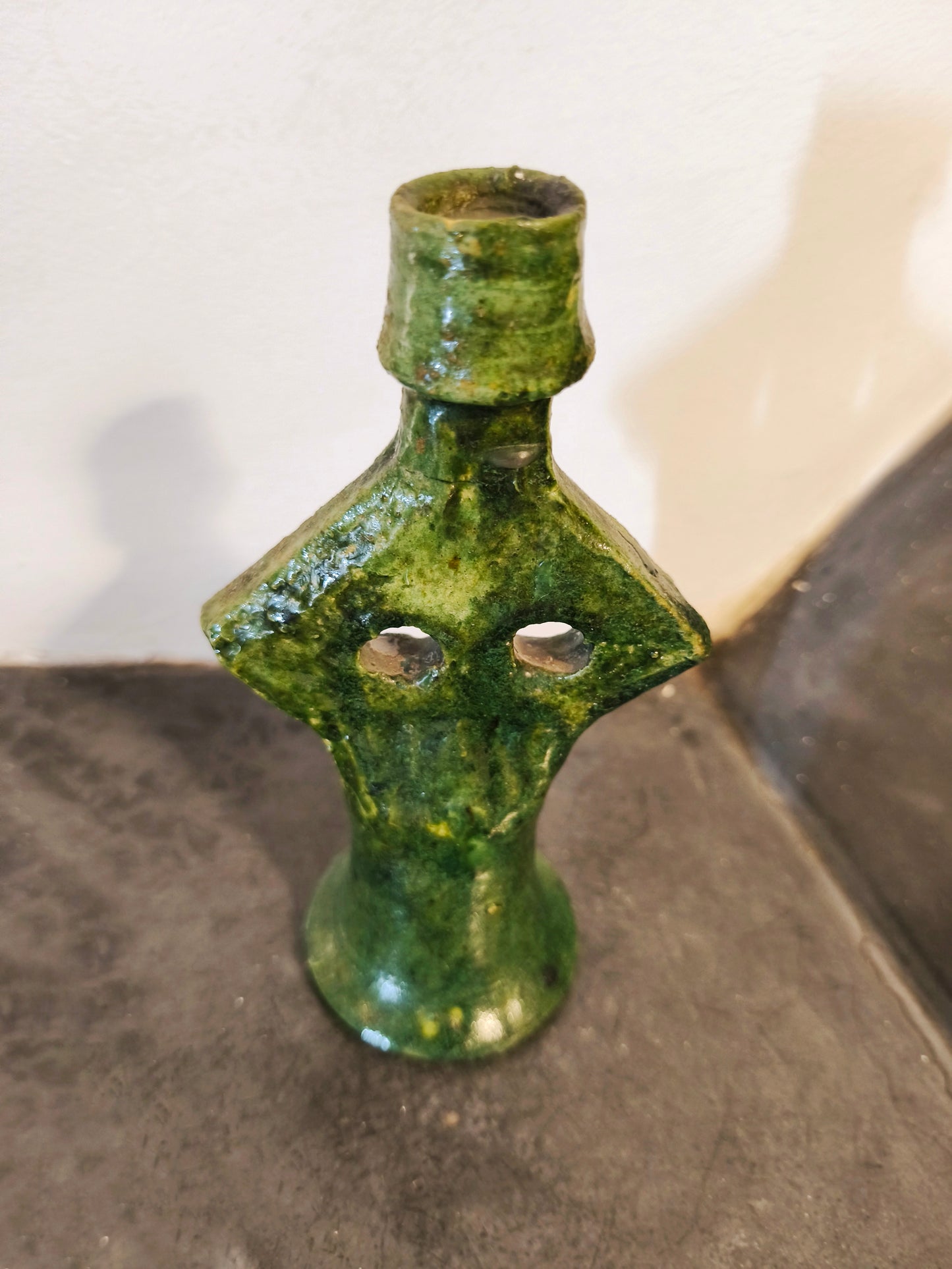 Tamegroute Green Ceramic Candle Holder – Handmade Moroccan Pottery