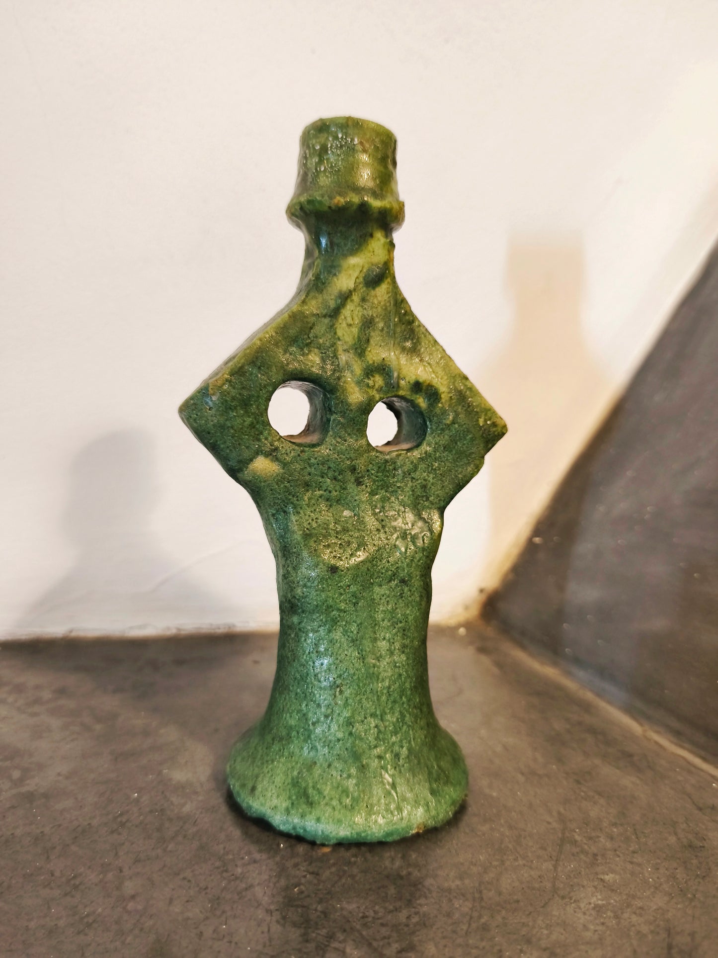 Tamegroute Green Ceramic Candle Holder – Handmade Moroccan Pottery