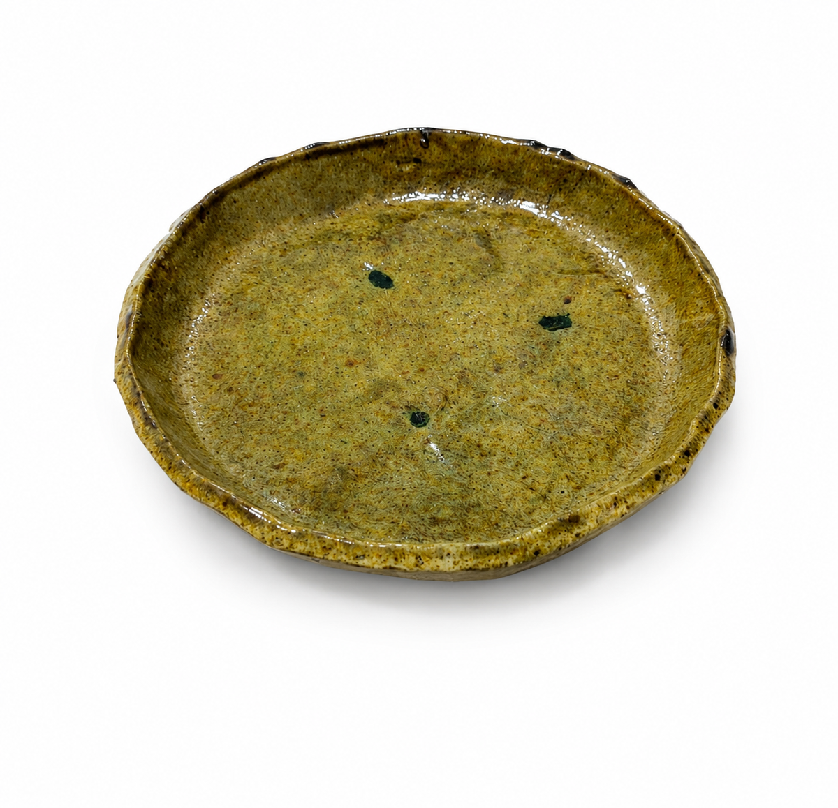 Tamegroute Ochre Ceramic Boho Plate – Handmade Moroccan Pottery