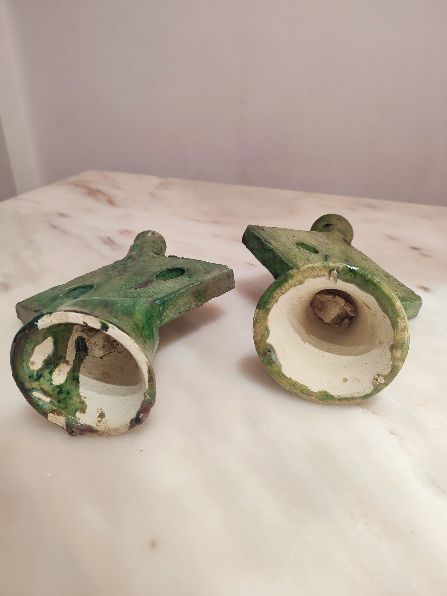 Moroccan Tamegroute Candle Holder – Vintage Green Ceramic Art