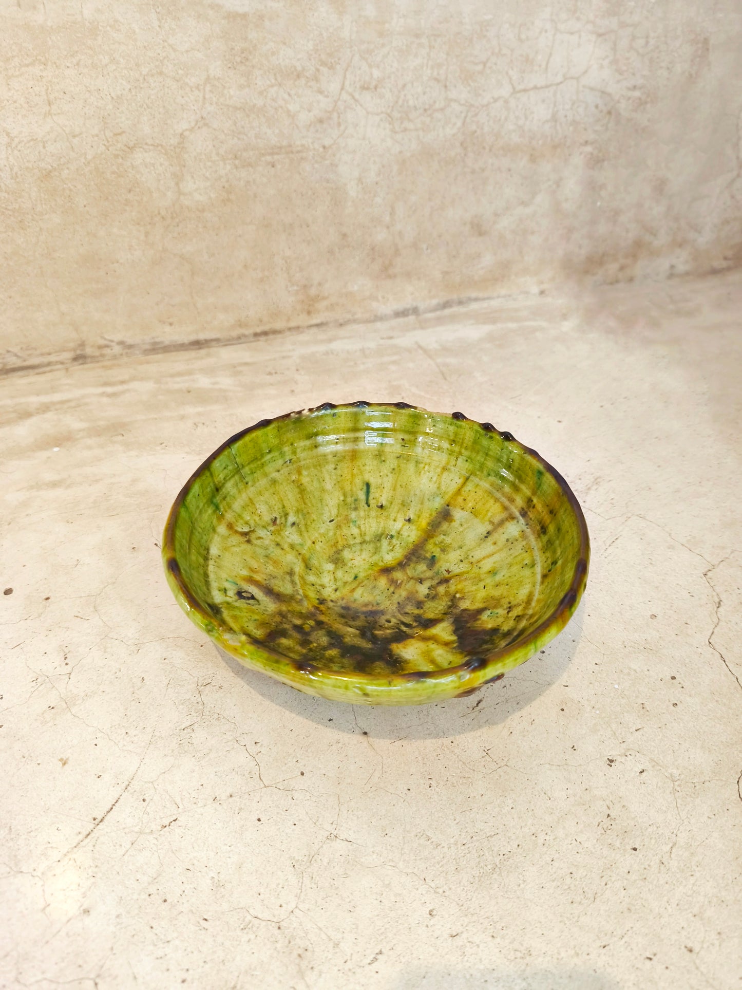 Handmade Green Tamegroute Ceramic Bowl – Moroccan Pottery from Zagora