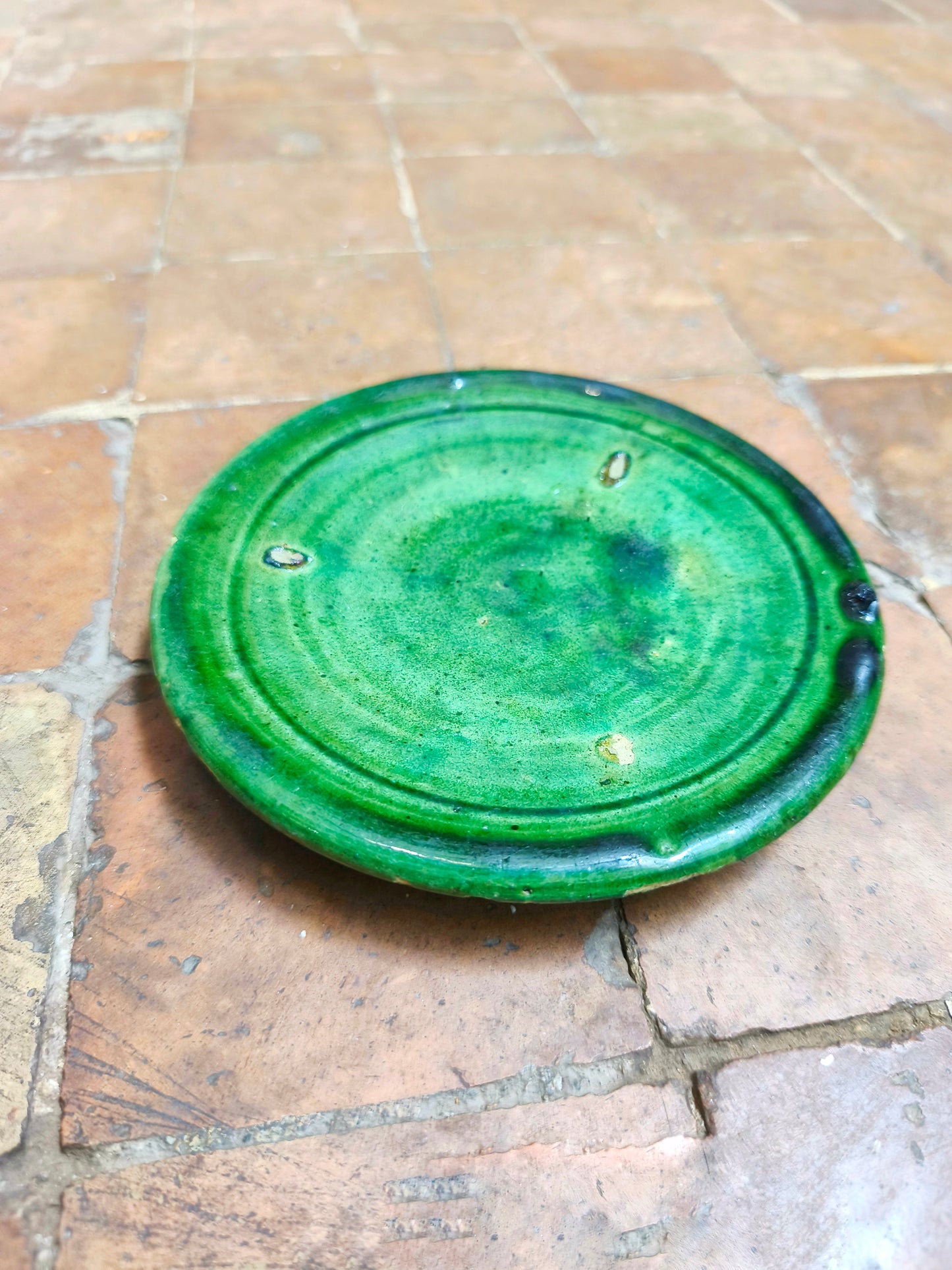 Tamegroute Pottery Green Plate 12 cm – Handmade Moroccan Ceramic Dish