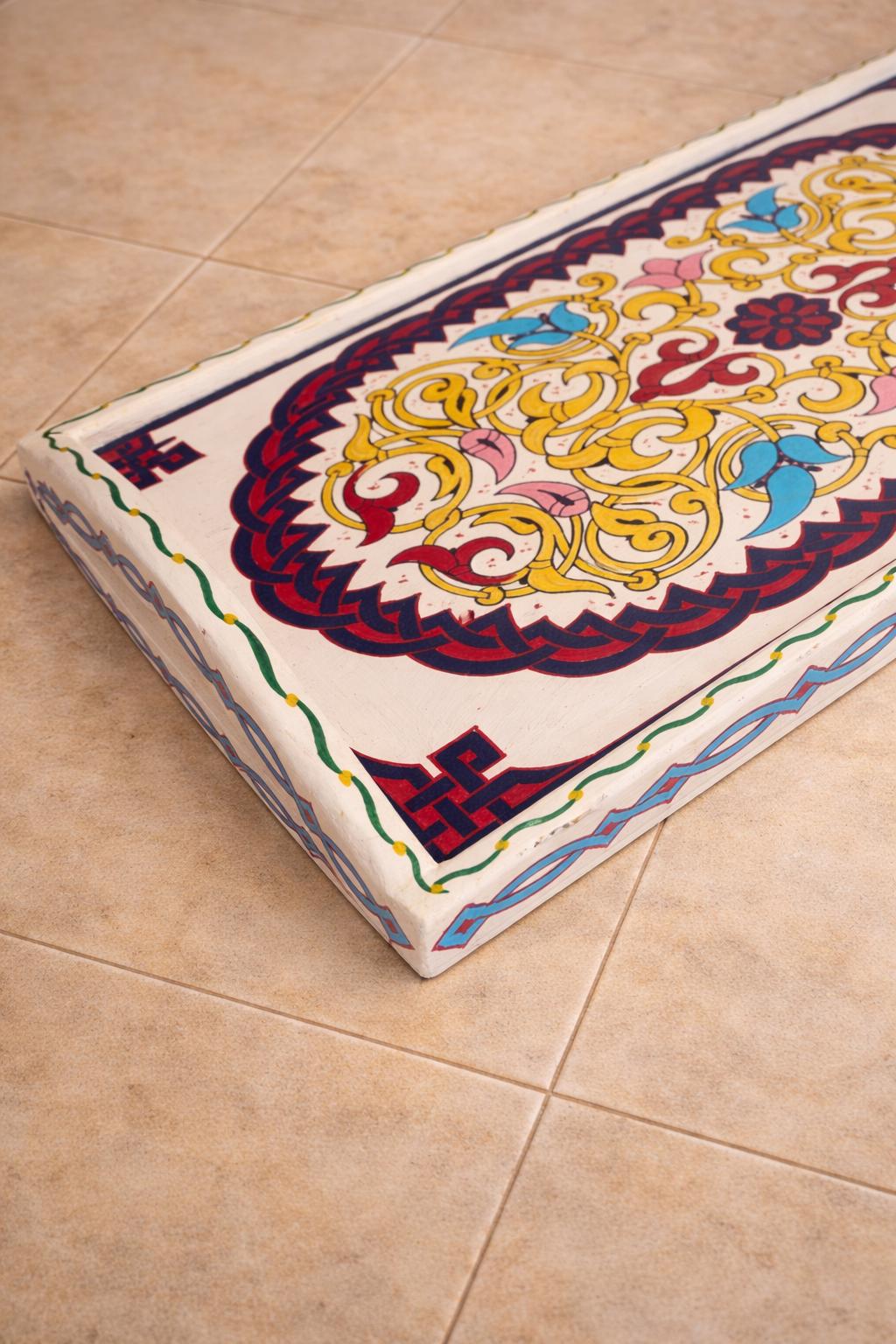 Hand-Painted Moroccan Wooden Serving Tray – Artisan Decorative Tea & Coffee Tray