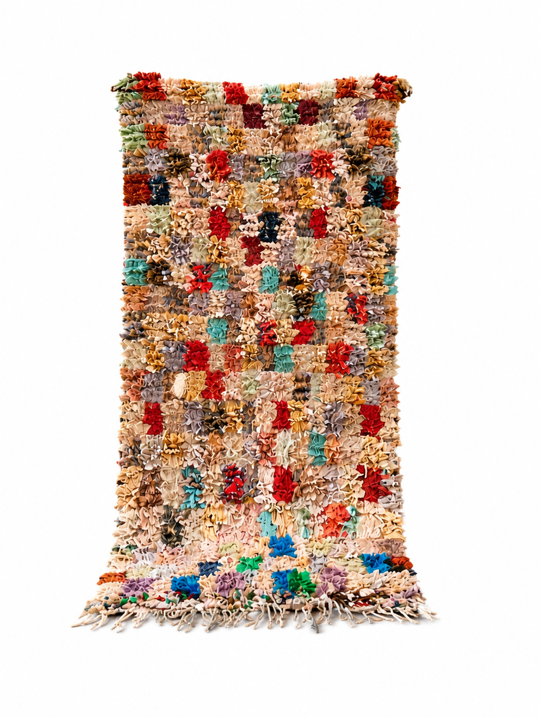Moroccan Boucherouite Rug | Handmade Recycled Fabric 125×230 cm
