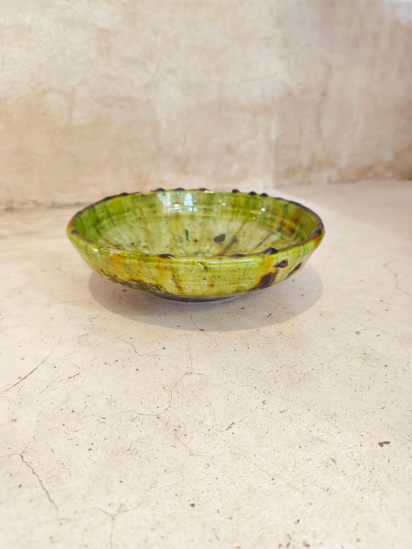 Handmade Green Tamegroute Ceramic Bowl – Moroccan Pottery from Zagora
