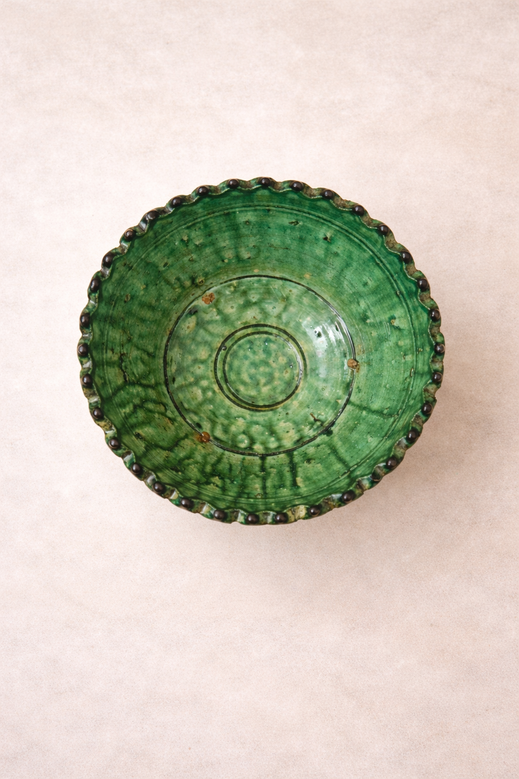 Handmade Tamegroute Green Footed Bowl – Moroccan Ceramic Pedestal Bowl