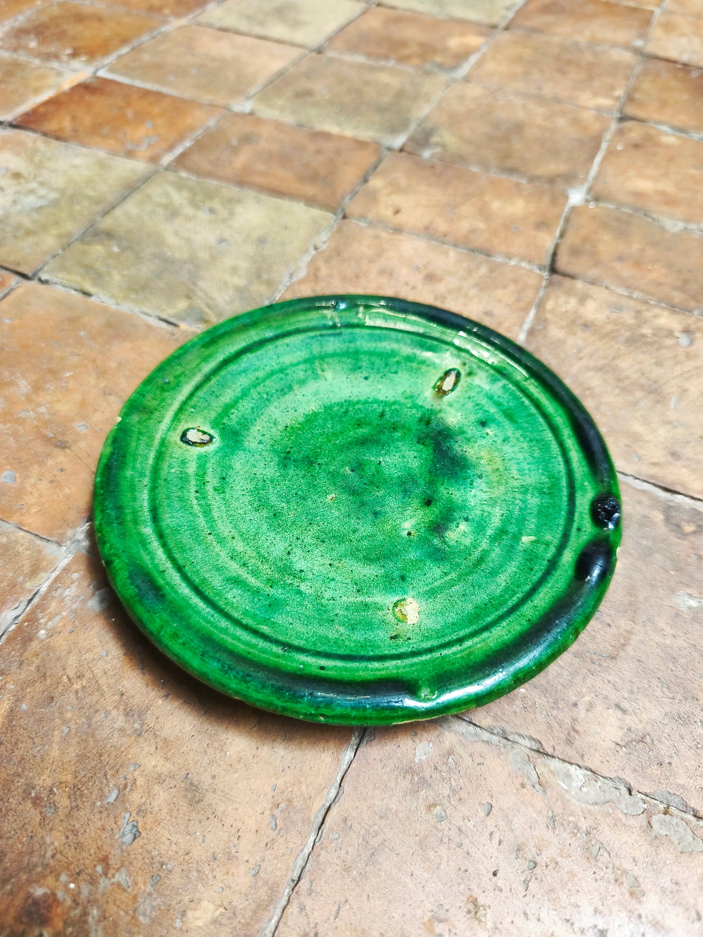 Tamegroute Pottery Green Plate 12 cm – Handmade Moroccan Ceramic Dish