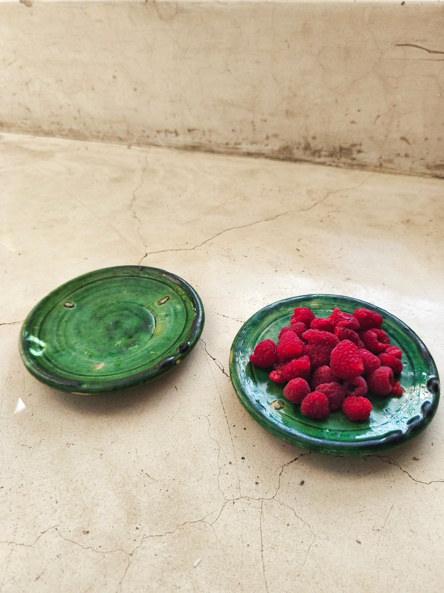 Tamegroute Pottery Green Plate 12 cm – Handmade Moroccan Ceramic Dish