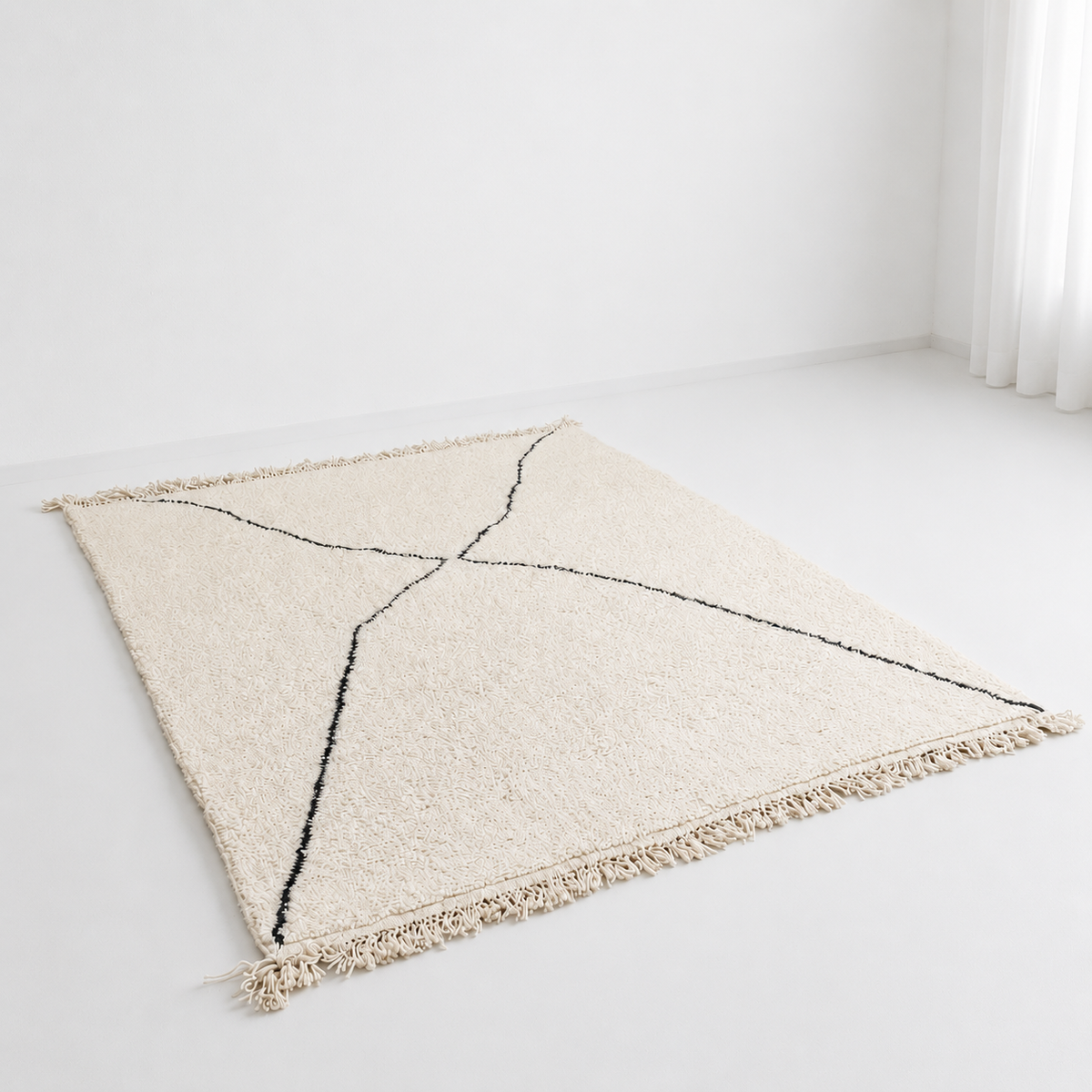 Moroccan Rug β Handwoven Wool Beni Ourain Rug with Diamond Pattern | Tamegroute Pottery