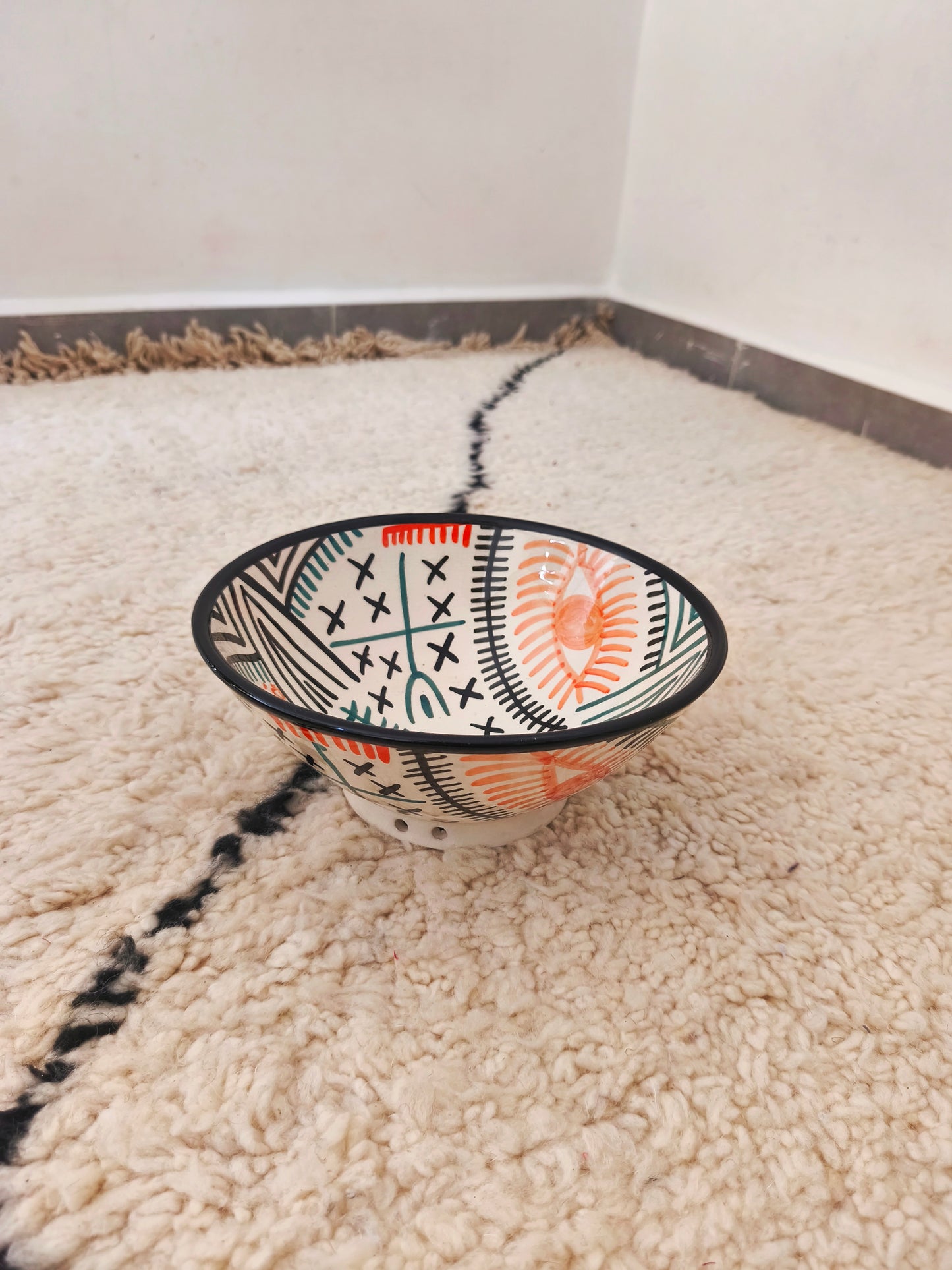 Handmade Tamegroute Colorful Moroccan Eye Bowl – 25cm Berber Pottery