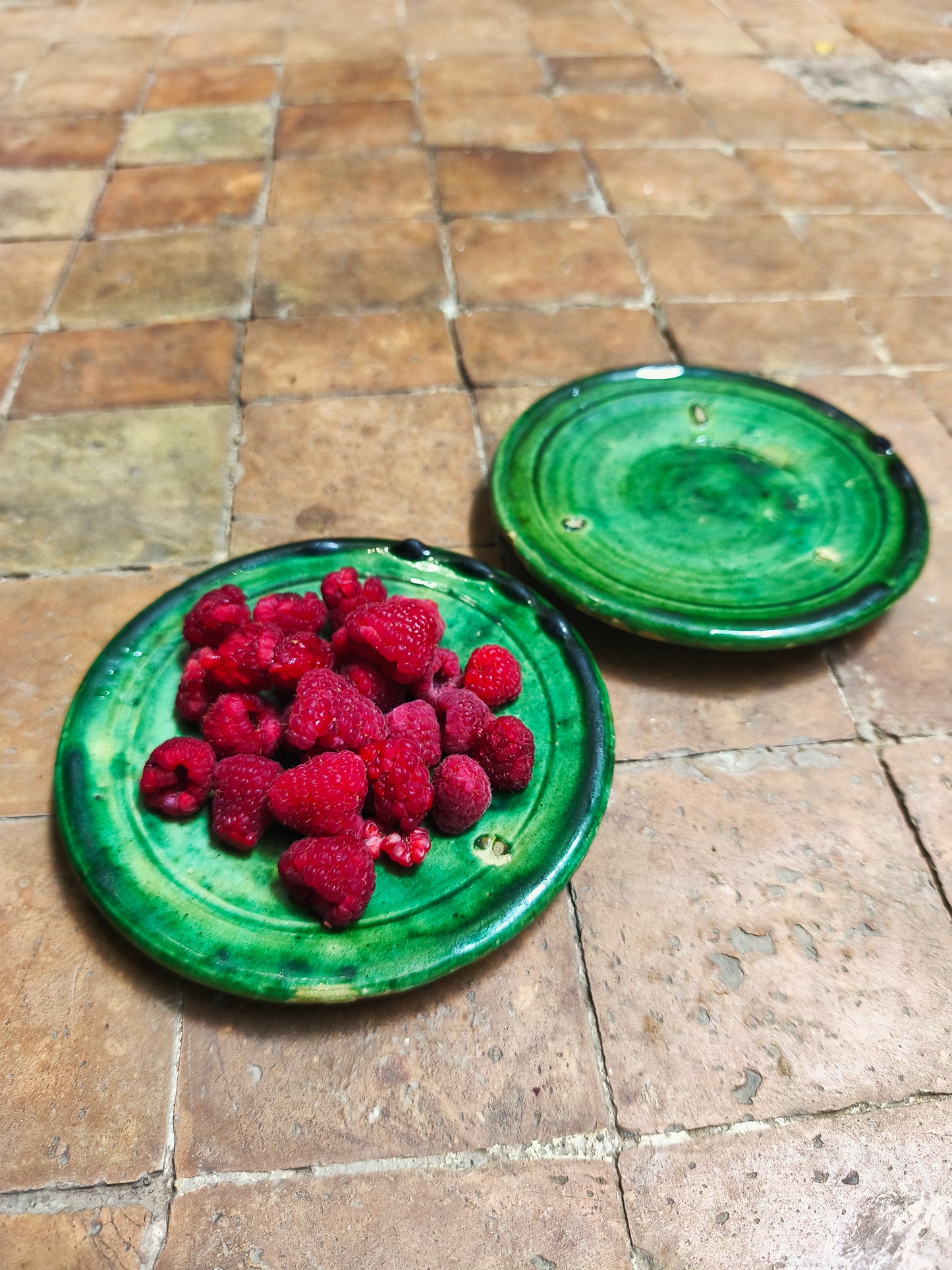 Tamegroute Pottery Green Plate 12 cm – Handmade Moroccan Ceramic Dish