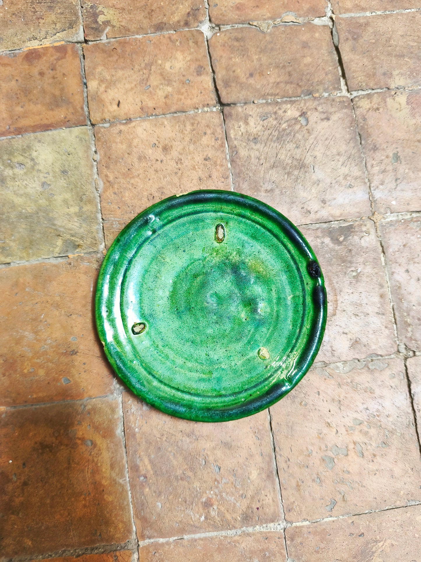 Tamegroute Pottery Green Plate 12 cm – Handmade Moroccan Ceramic Dish
