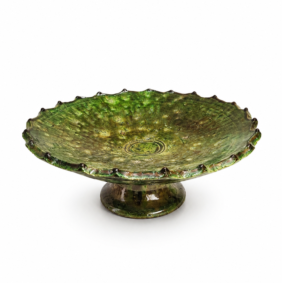 Tamegroute Ceramic Cake Stand – Handmade Moroccan Serving Pottery