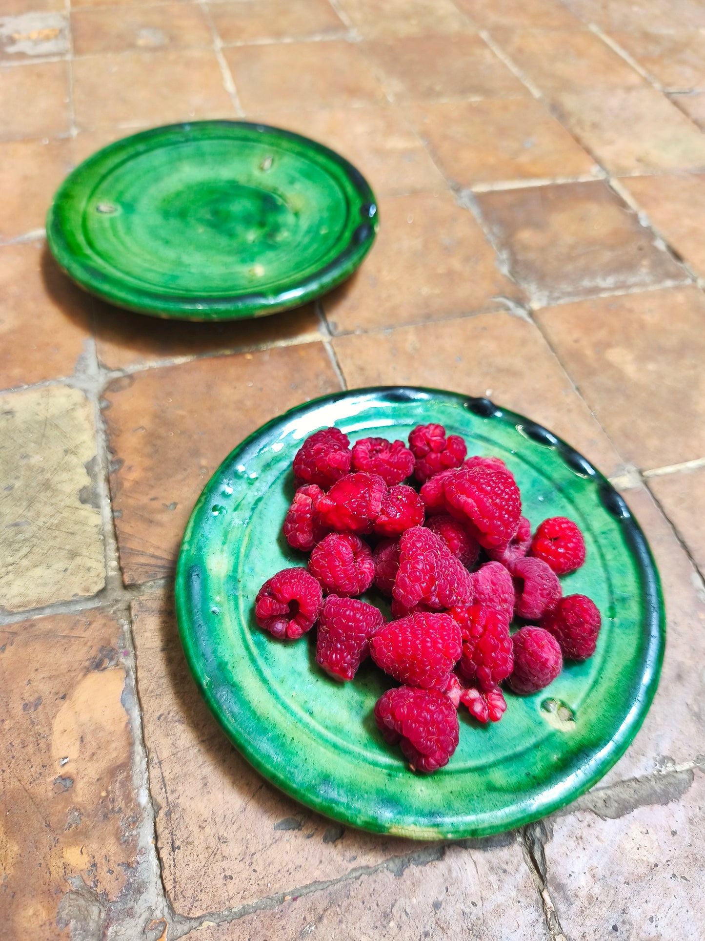 Tamegroute Pottery Green Plate 12 cm – Handmade Moroccan Ceramic Dish