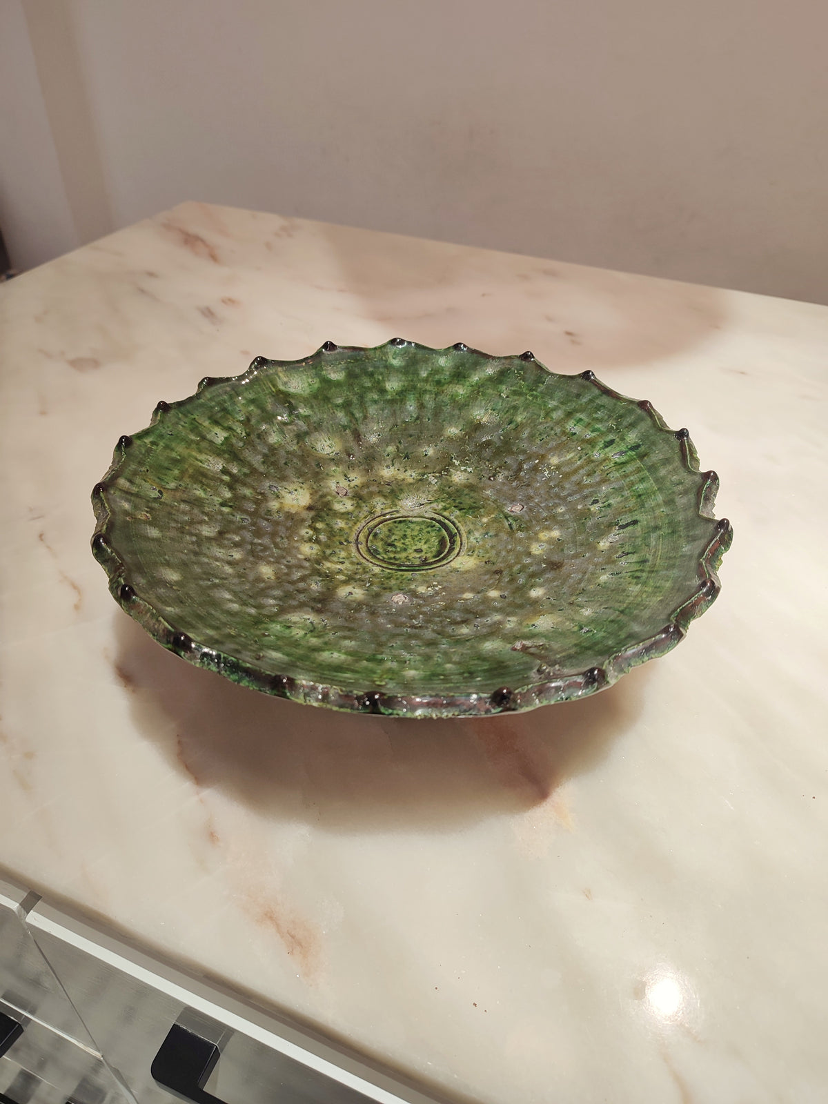 Tamegroute Ceramic Cake Stand – Handmade Moroccan Serving Pottery