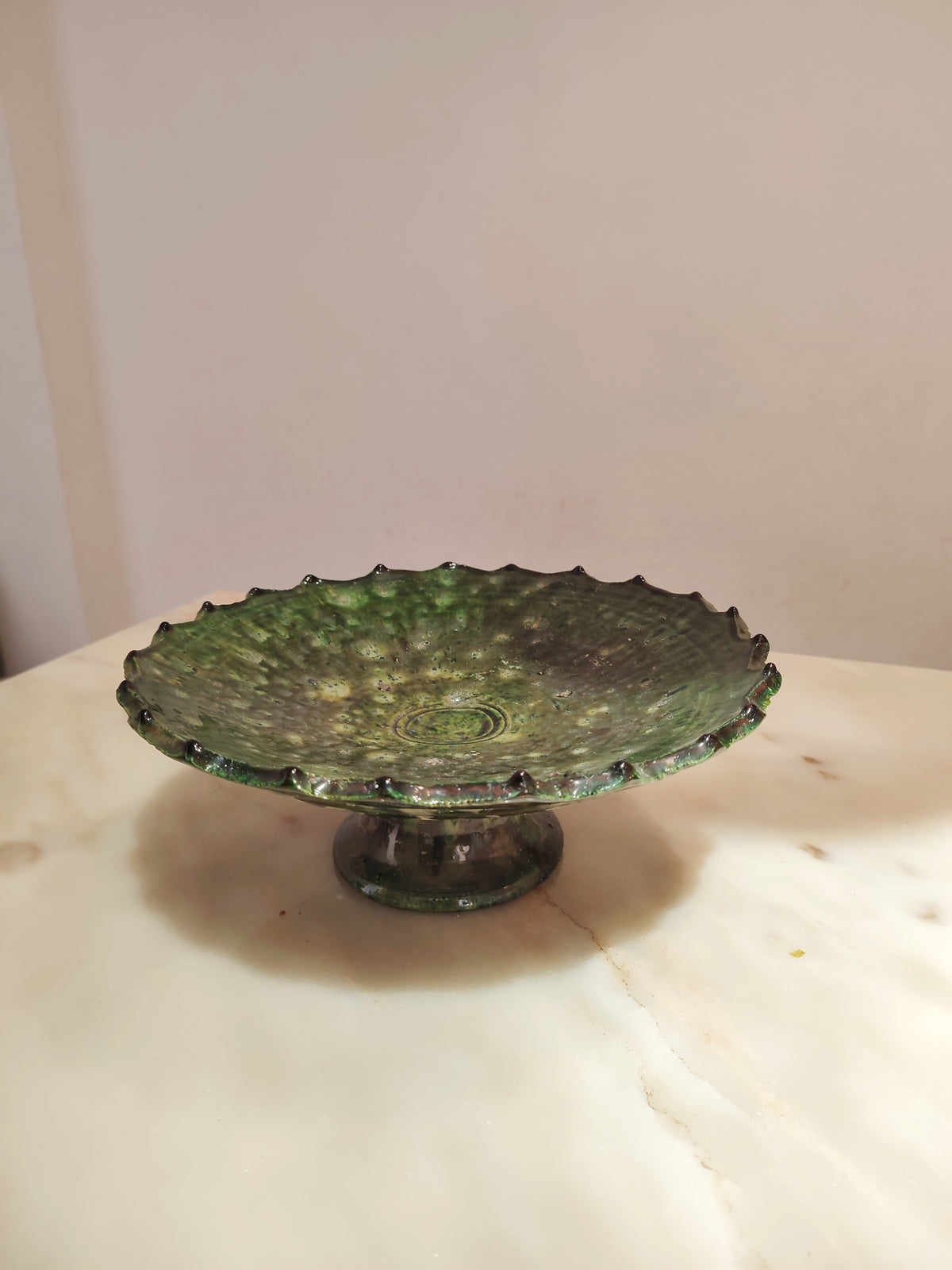 Tamegroute Ceramic Cake Stand – Handmade Moroccan Serving Pottery