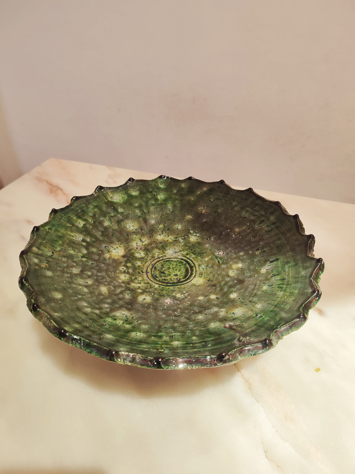 Tamegroute Ceramic Cake Stand – Handmade Moroccan Serving Pottery