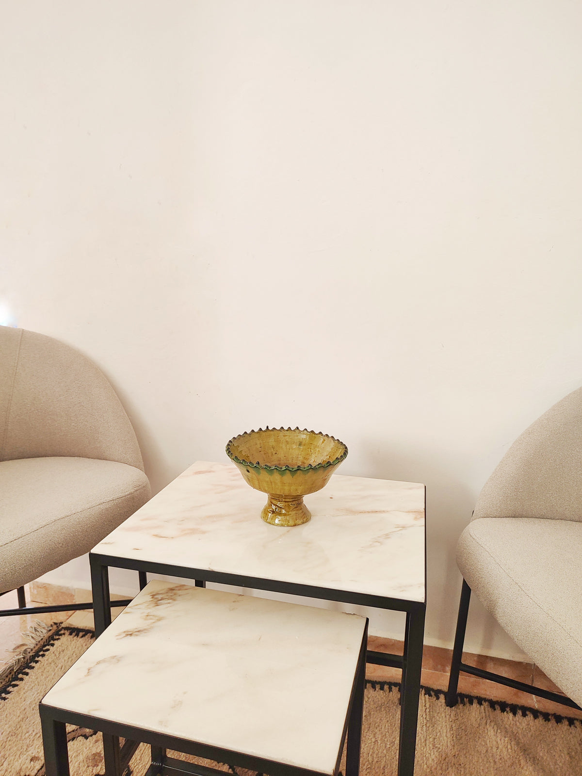 Handmade Ochre Tamegroute Ceramic Bowl – Authentic Moroccan Pottery
