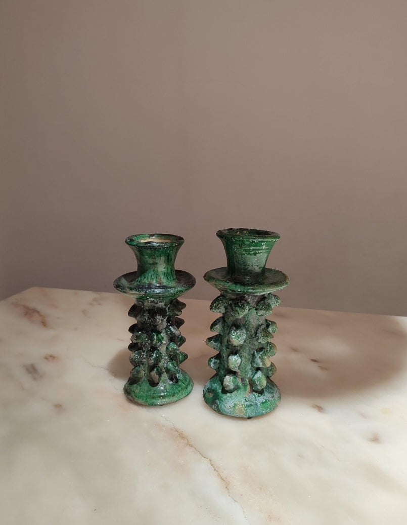 Boho Tamegroute Candle holder with grooves for taper candles