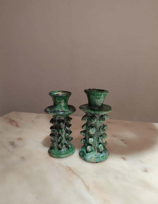 Boho Tamegroute Candle holder with grooves for taper candles