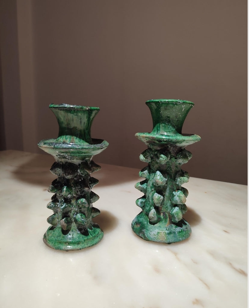 Boho Tamegroute Candle holder with grooves for taper candles
