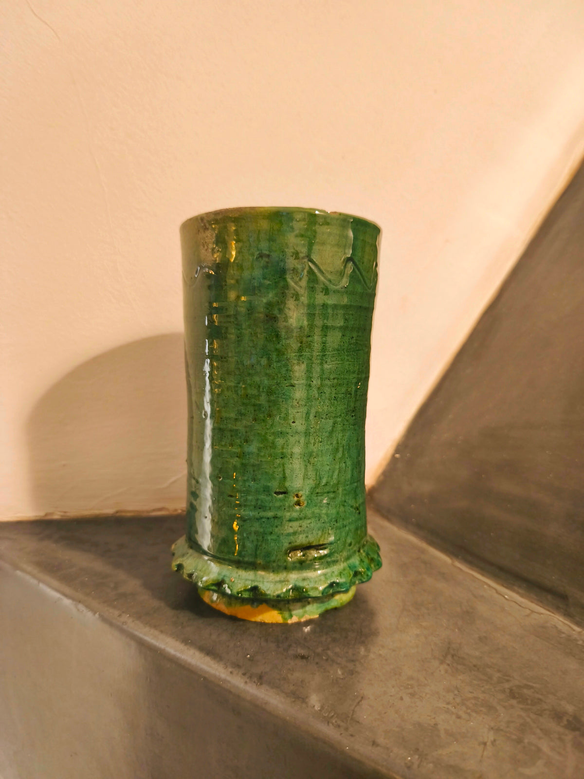 Tamegroute Green Ceramic Flower Vase – Handmade Moroccan Pottery