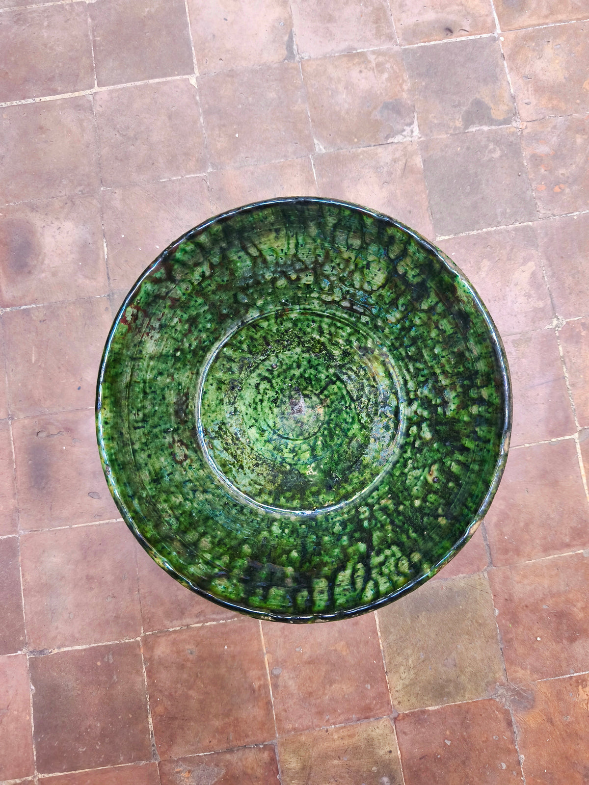 Tamegroute Green Ceramic Bowl – Handmade Moroccan Pottery