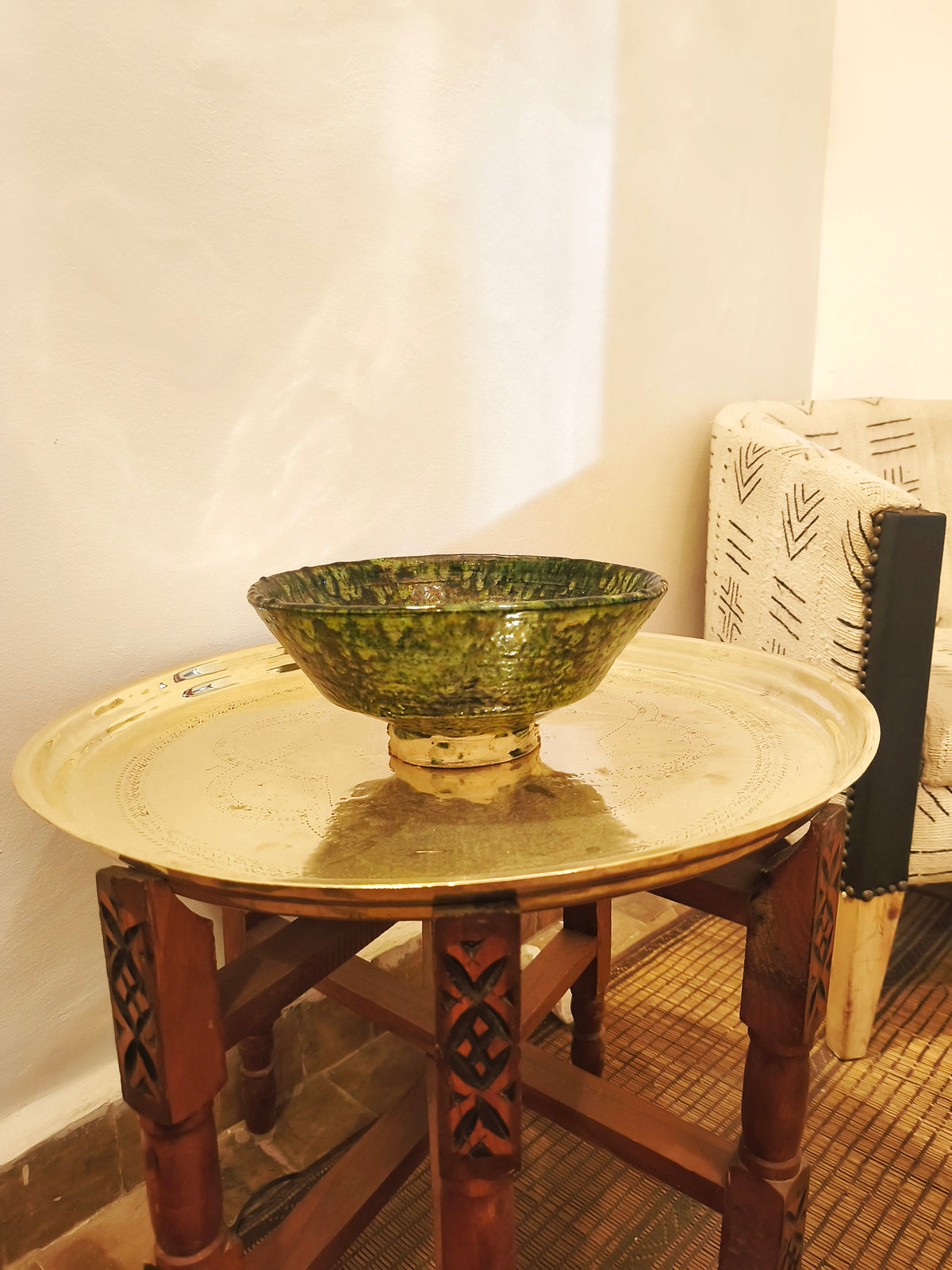 Tamegroute Green Ceramic Bowl – Handmade Moroccan Pottery