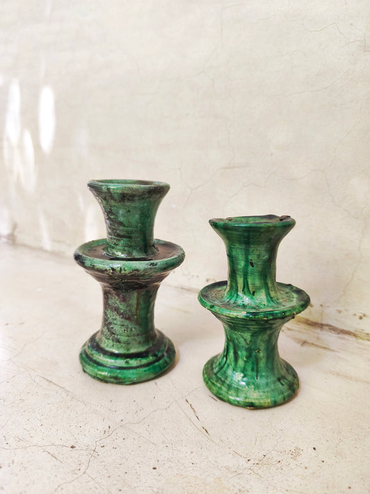 Authentic Moroccan Tamegroute Ceramic Candle holders