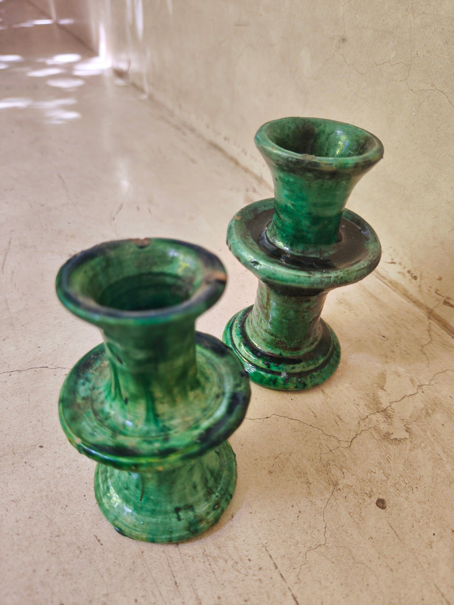 Authentic Moroccan Tamegroute Ceramic Candle holders