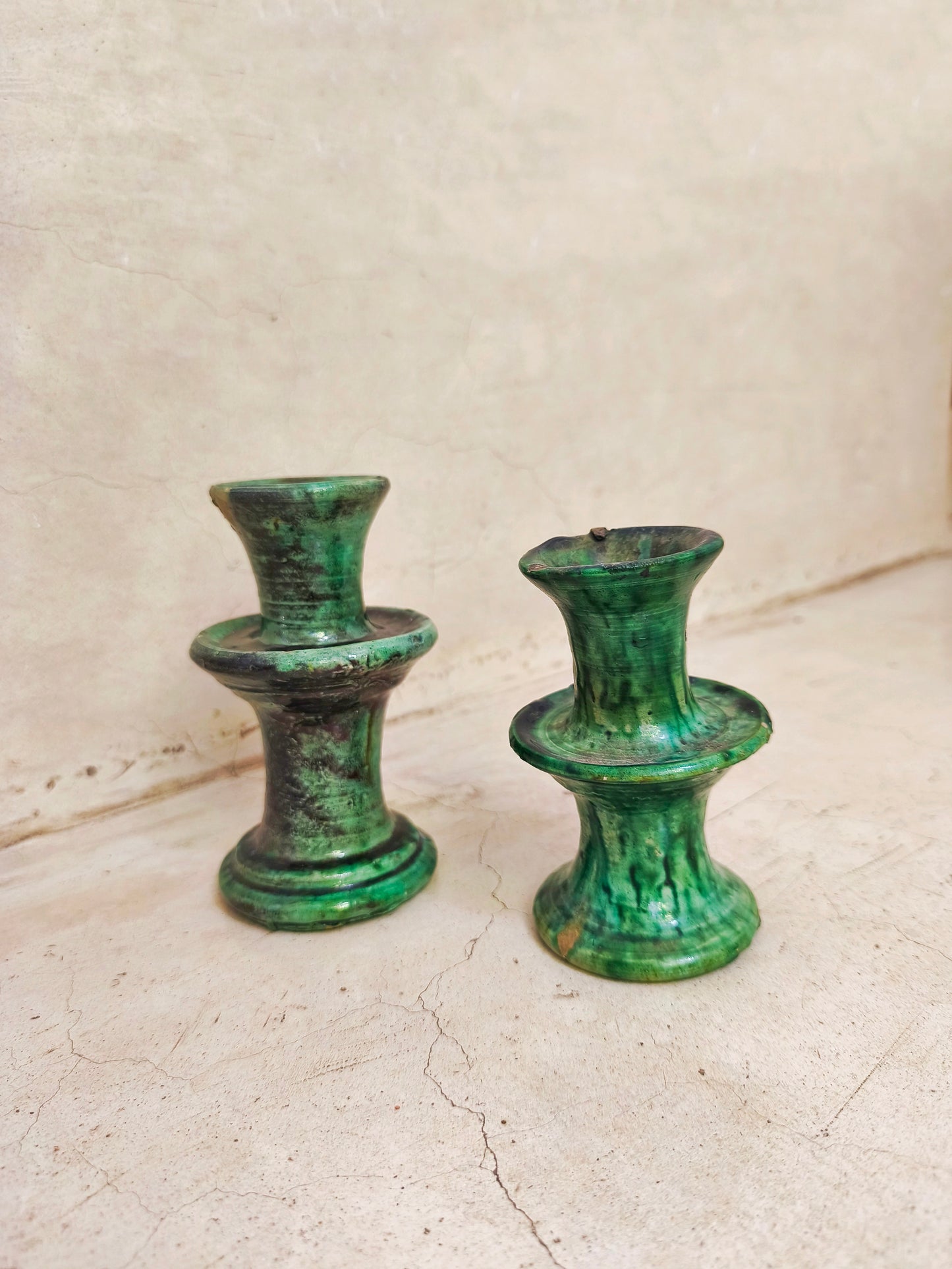Authentic Moroccan Tamegroute Ceramic Candle holders