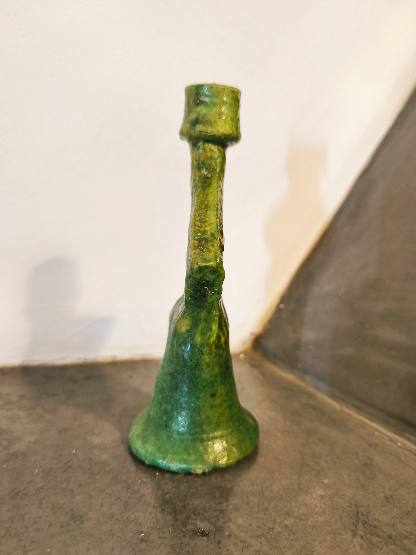Tamegroute Green Ceramic Candle Holder – Handmade Moroccan Pottery