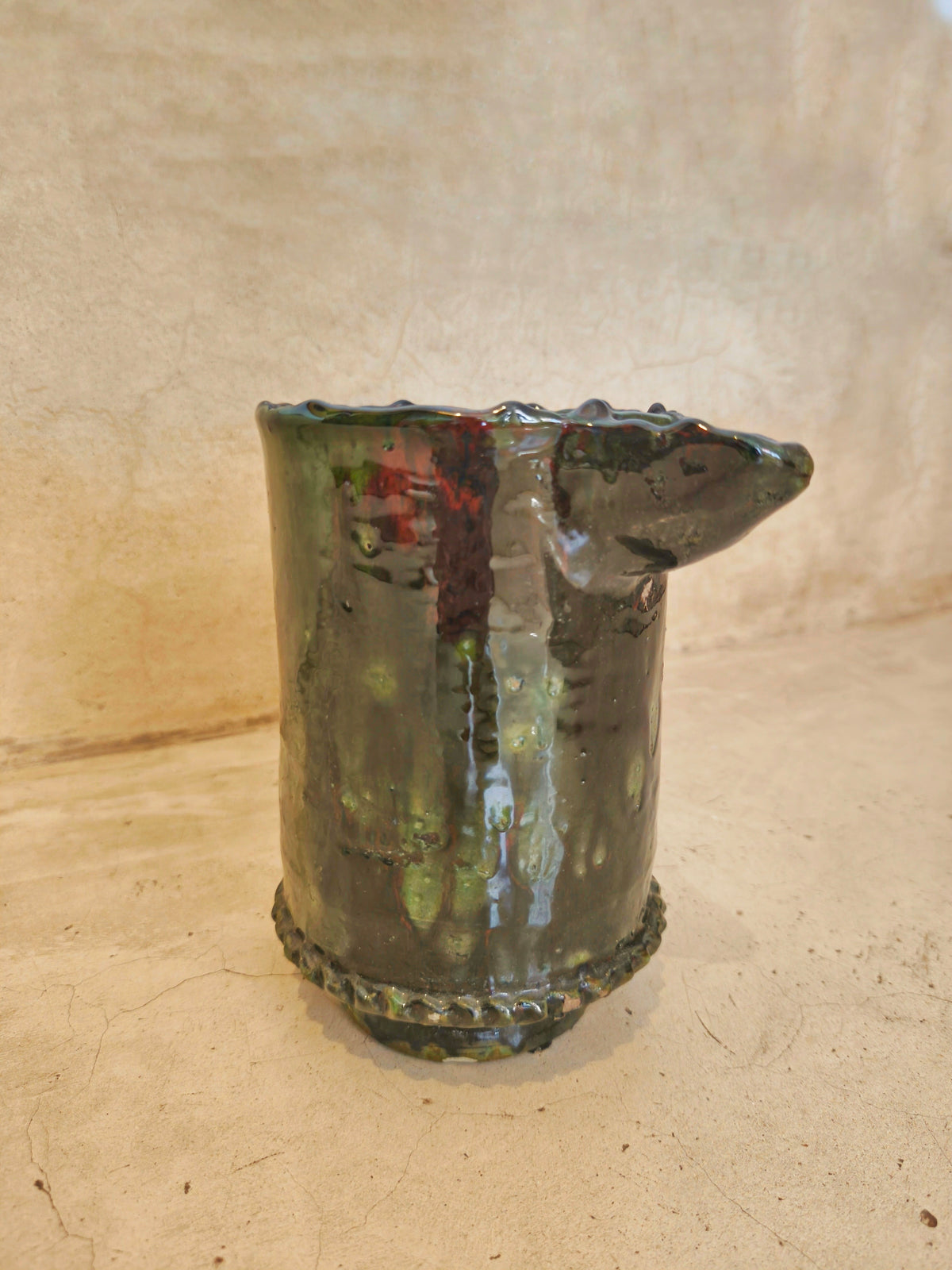 Handmade Tamegroute Green Ceramic Jar Vase – Moroccan Pottery