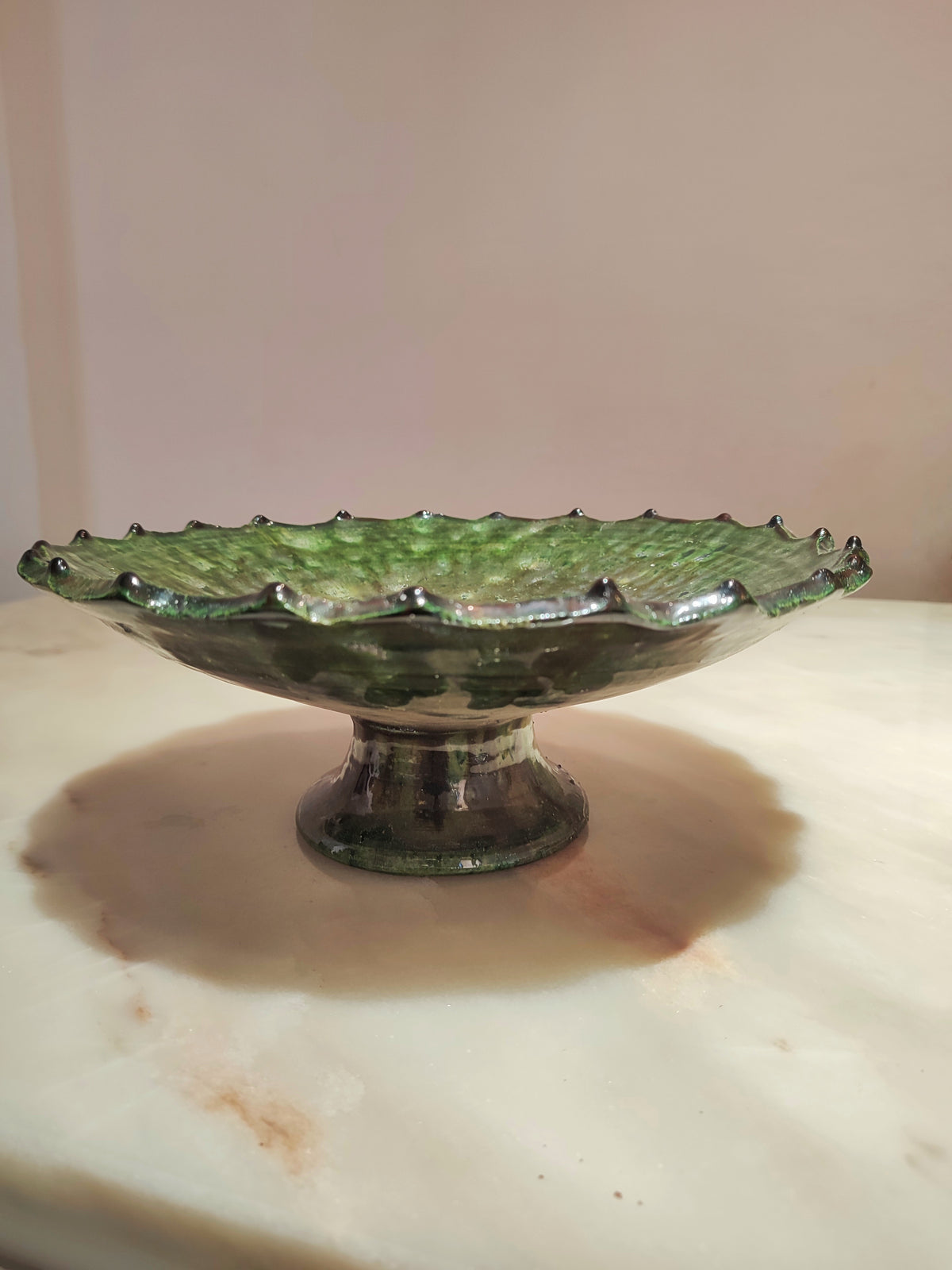 Tamegroute Ceramic Cake Stand – Handmade Moroccan Serving Pottery