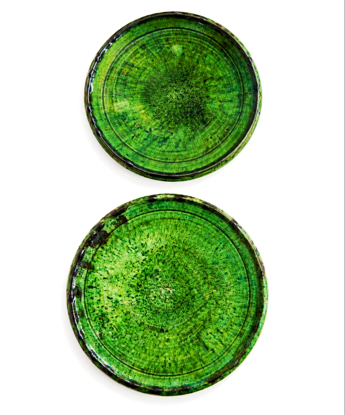 Tamegroute Green Ceramic Serving Plate – 25 cm Handmade Moroccan Pottery