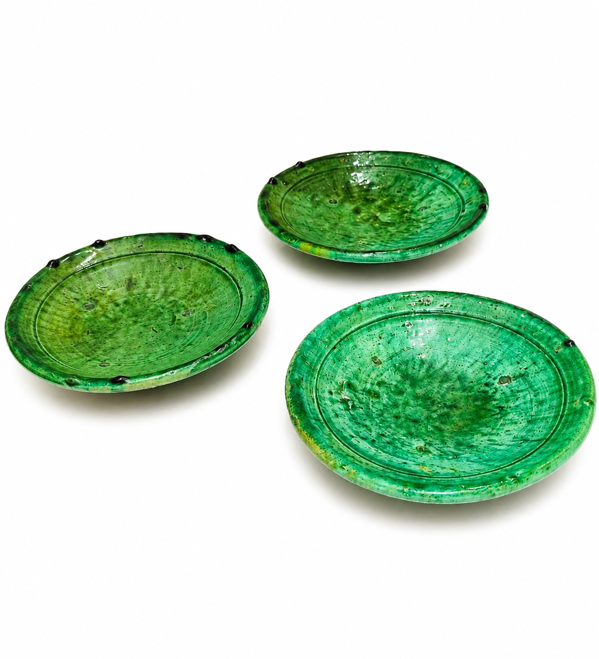 Moroccan Tamegroute Ceramic Plate – 20 cm Handmade Green Pottery Dish