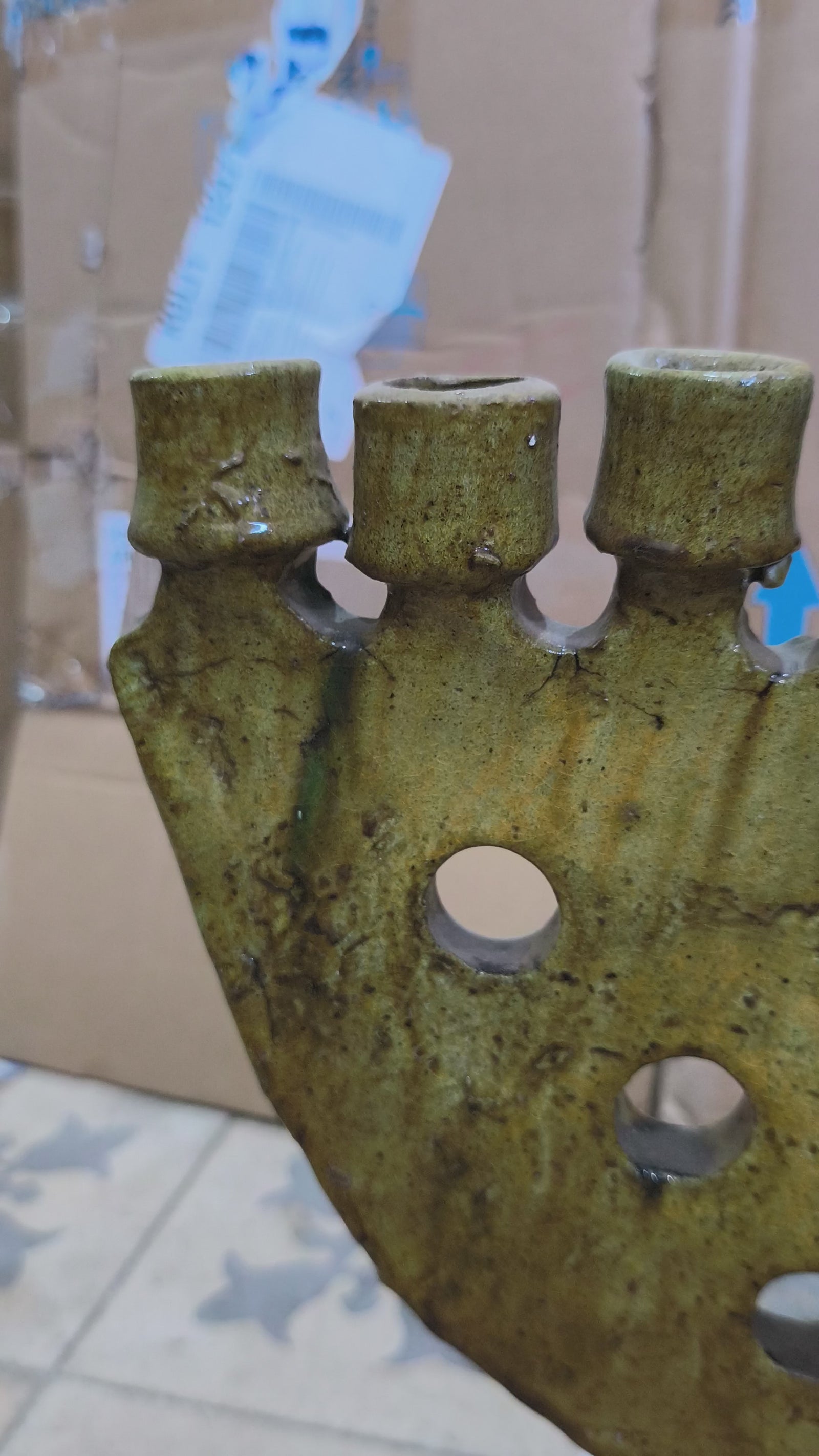 Handmade Tamegroute Green Ceramic Candle Holder – Moroccan Boho Decor