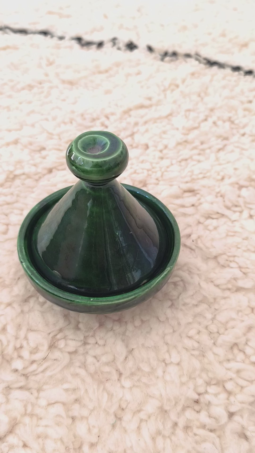 Handmade Green Tamegroute Mini Tagine – 12 cm Decorative Moroccan Ceramic