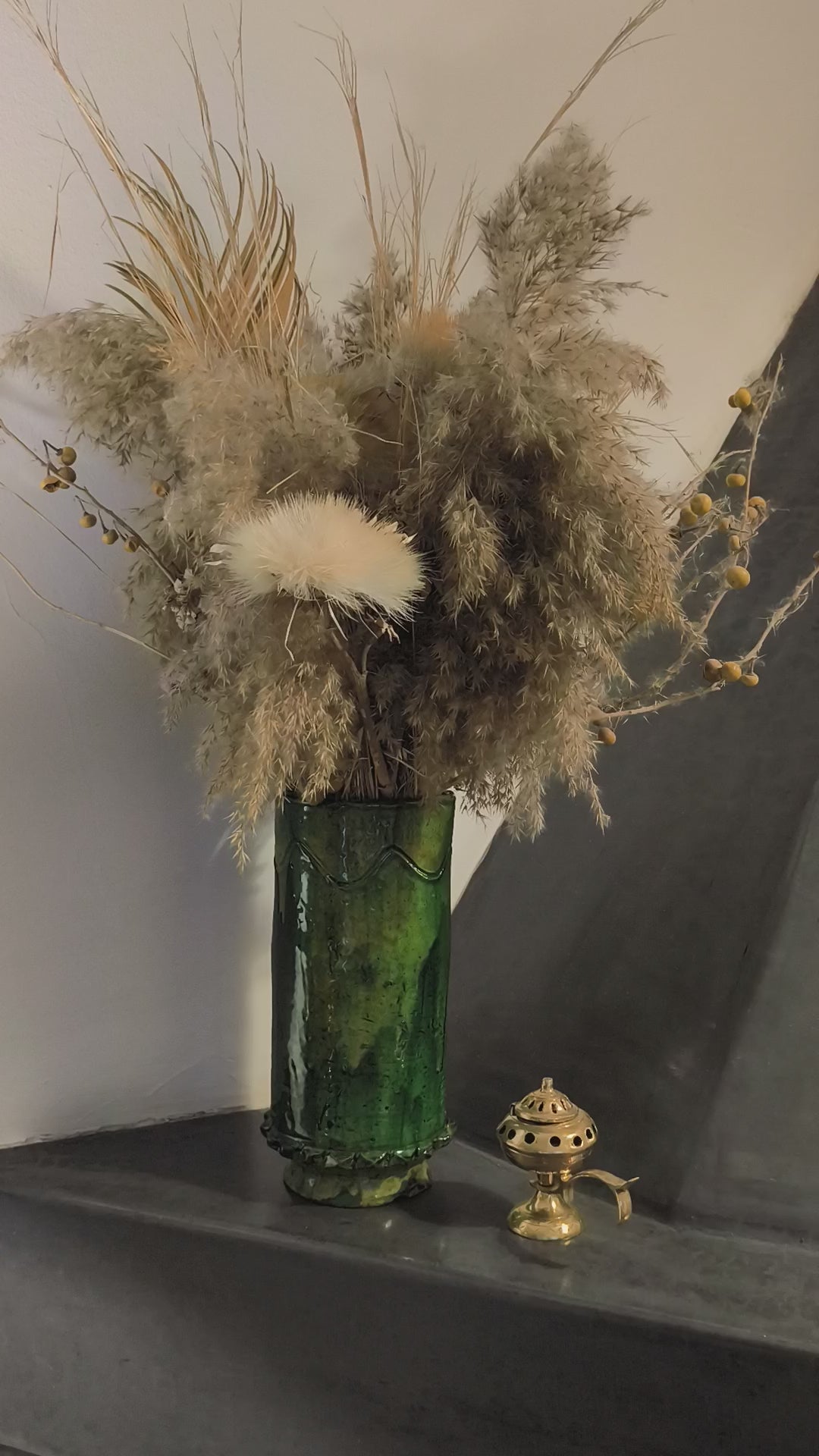 Handmade Green Tamegroute Vase – Authentic Moroccan Pottery from the Sahara