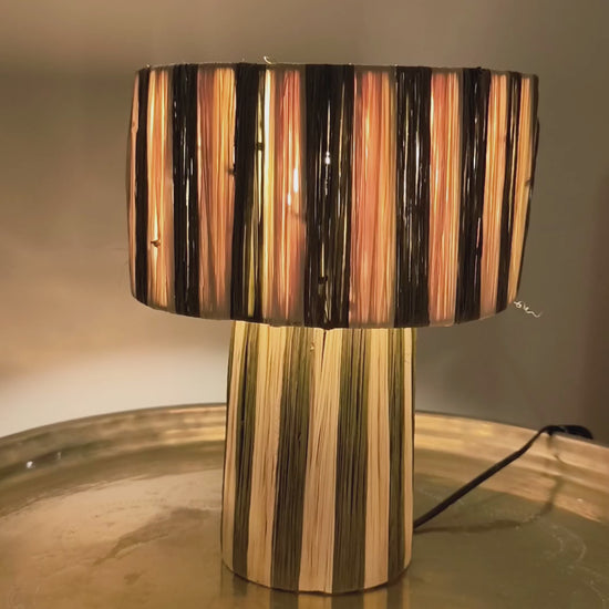 Handmade Moroccan Raffia Table Lamp – Warm Boho Lighting for Home Decor