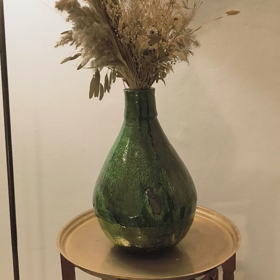 Large Tamegroute green vase hamdmade  in Morocco