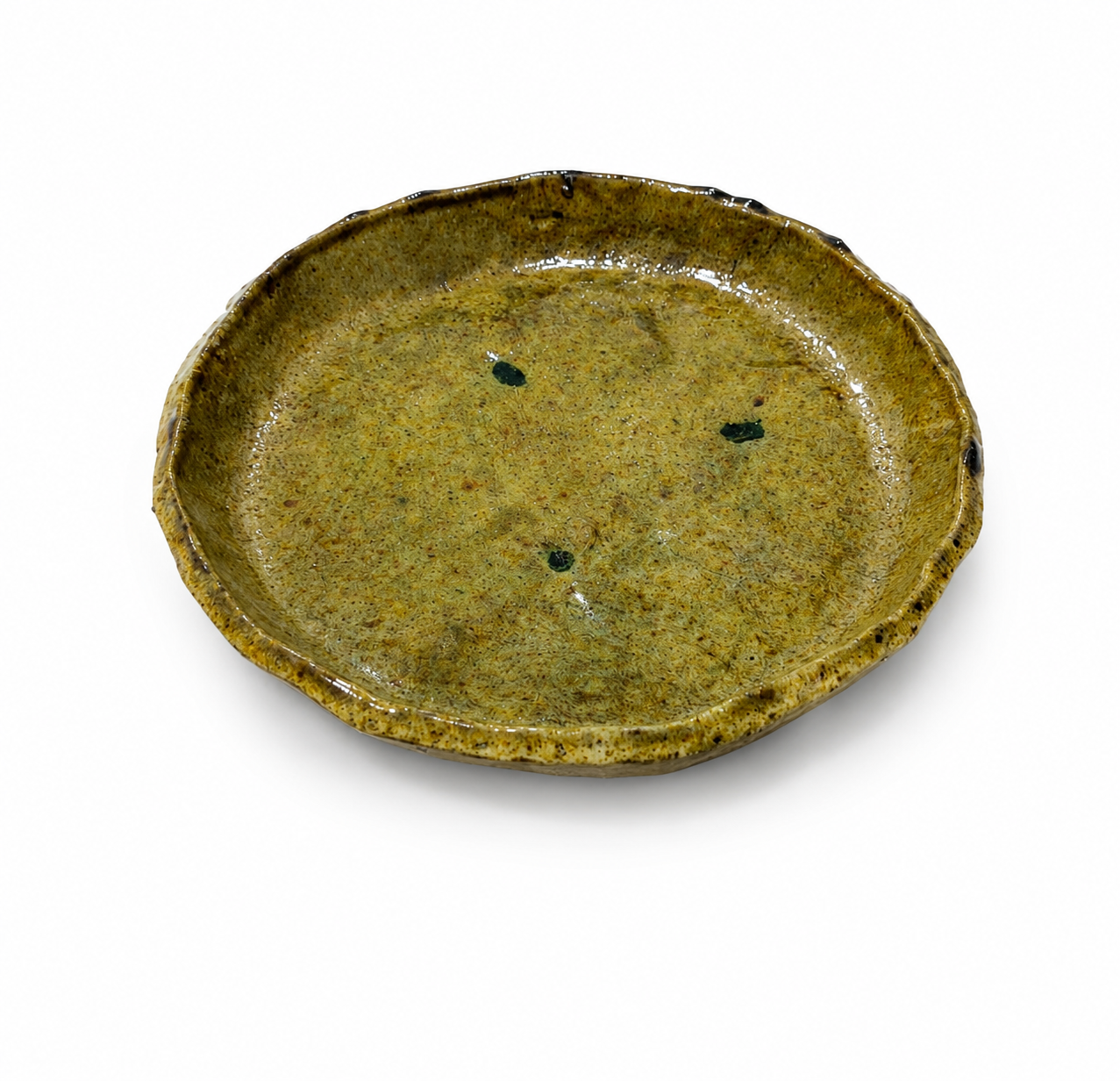 Tamegroute Ochre Ceramic Boho Plate – Handmade Moroccan Pottery