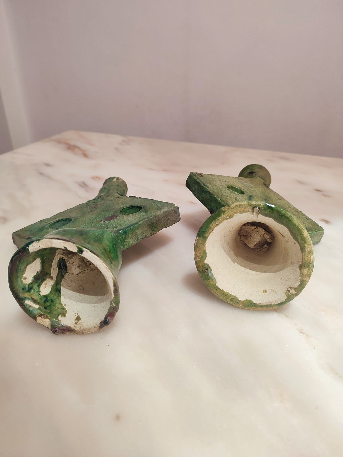 Handmade Tamegroute Green Ceramic Candle Holder – Vintage Moroccan Boho Decor