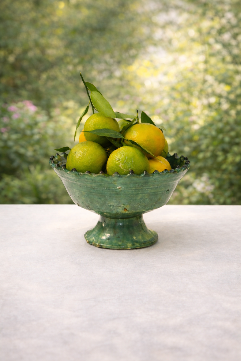 Handmade Tamegroute Green Footed Bowl – 15 cm Moroccan Ceramic