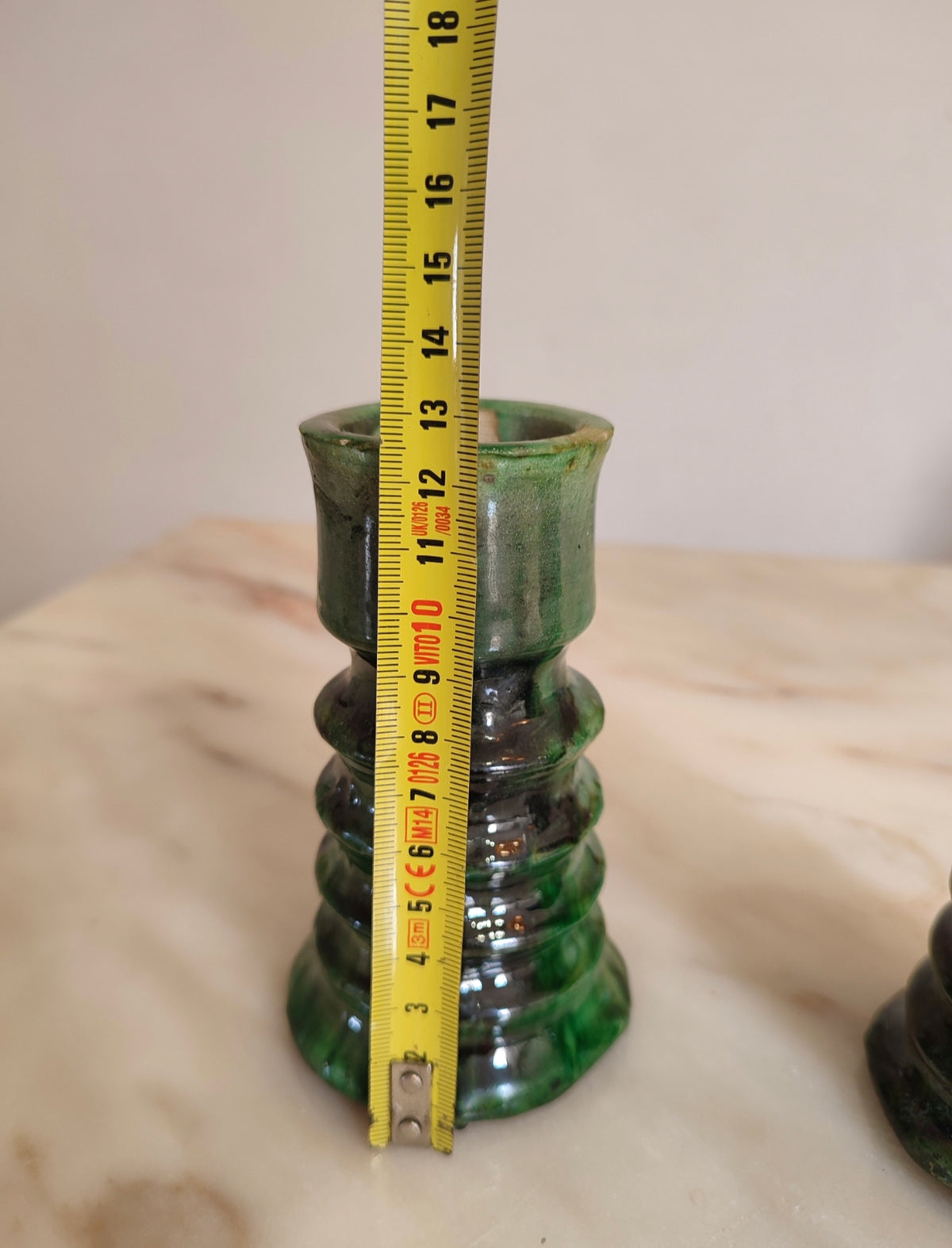Handmade Tamegroute Green Ceramic Candle Holder – Rustic Moroccan Home Decor