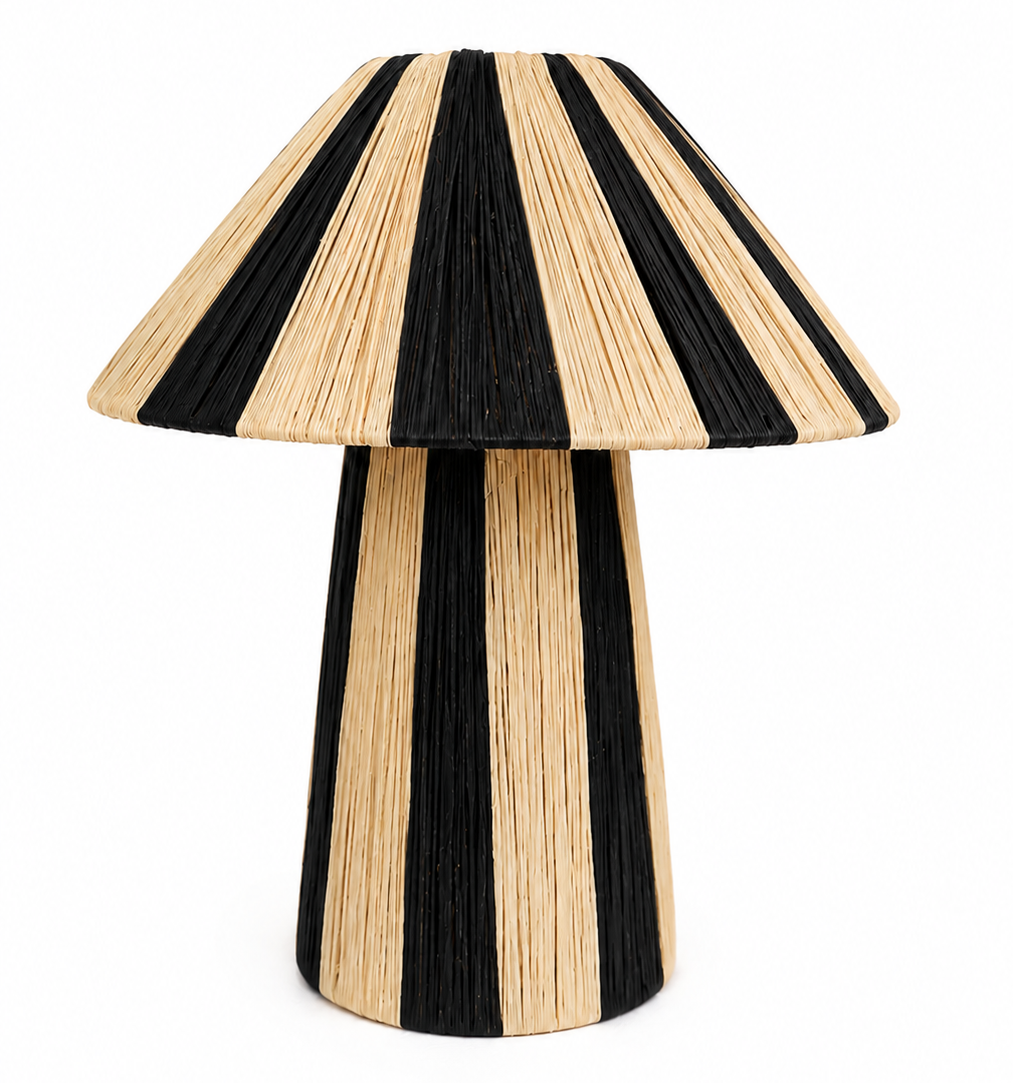 Handmade Moroccan Raffia Table Lamp – Natural Boho Lighting for Cozy Spaces