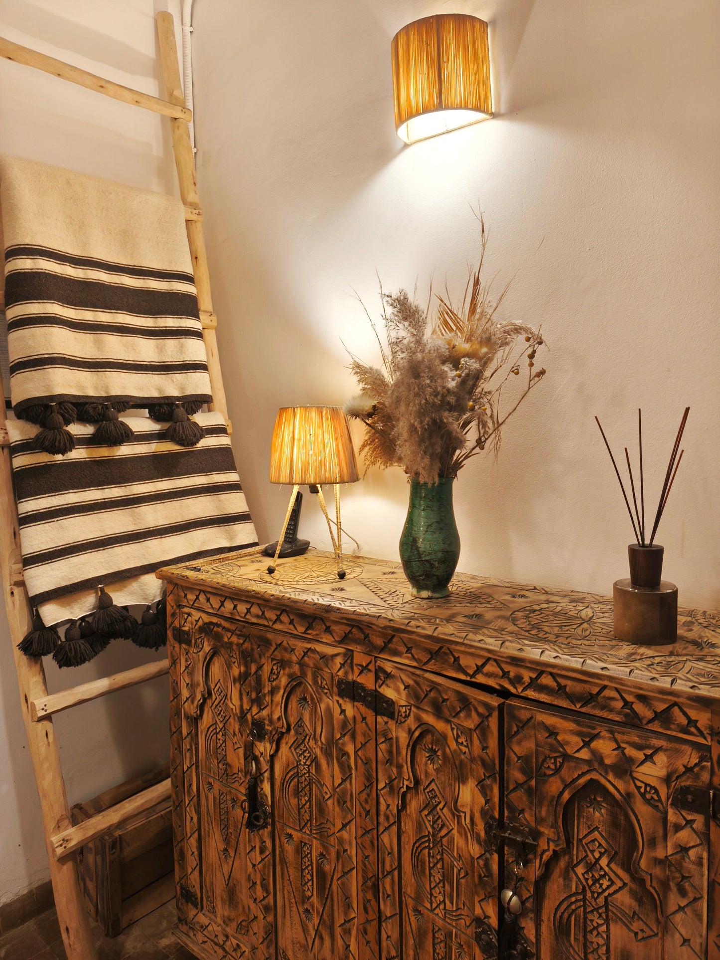 Handcrafted Moroccan Tamegroute Green Pottery Vase – Authentic Rustic Decor from Morocco