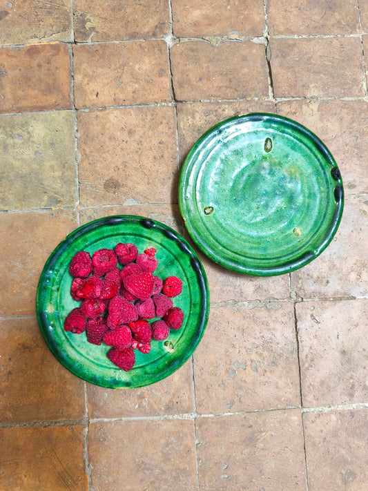 Tamegroute Pottery Green Plate 12 cm – Handmade Moroccan Ceramic Dish