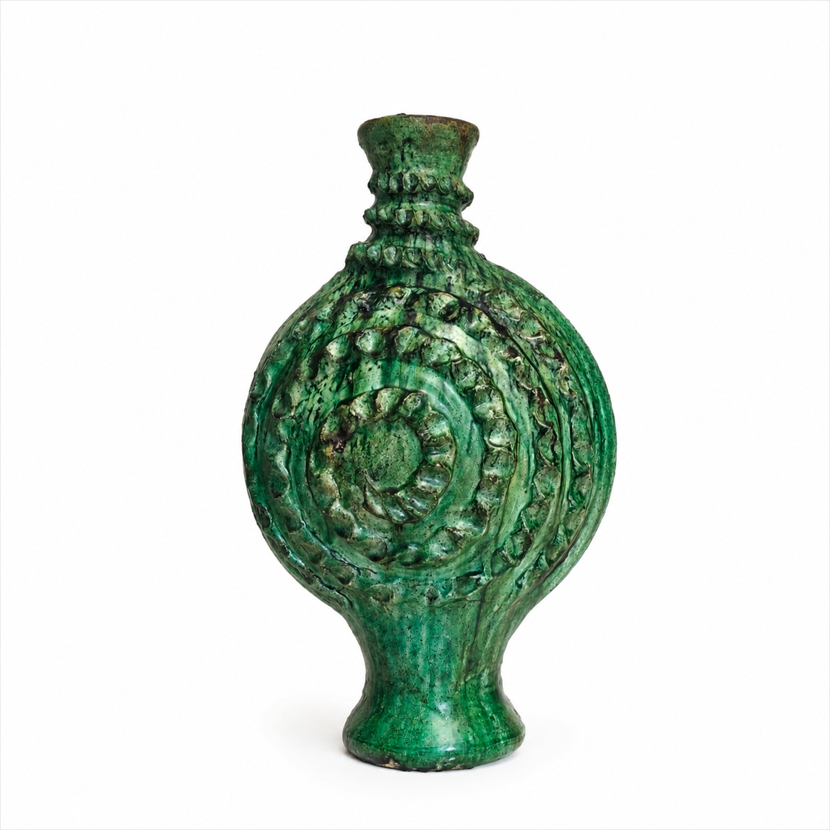 Handmade Rabouz candle holder big size gree pottery 
